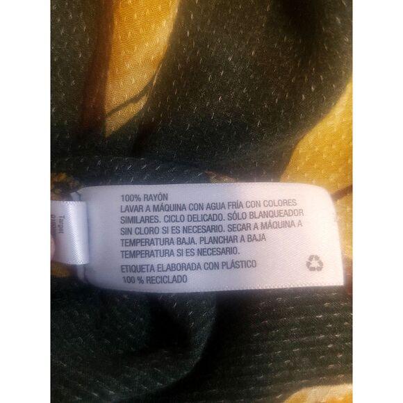 A New Day Green Yellow Floral Tiered Pockets Midi Dress Size Large - Picture 7 of 7